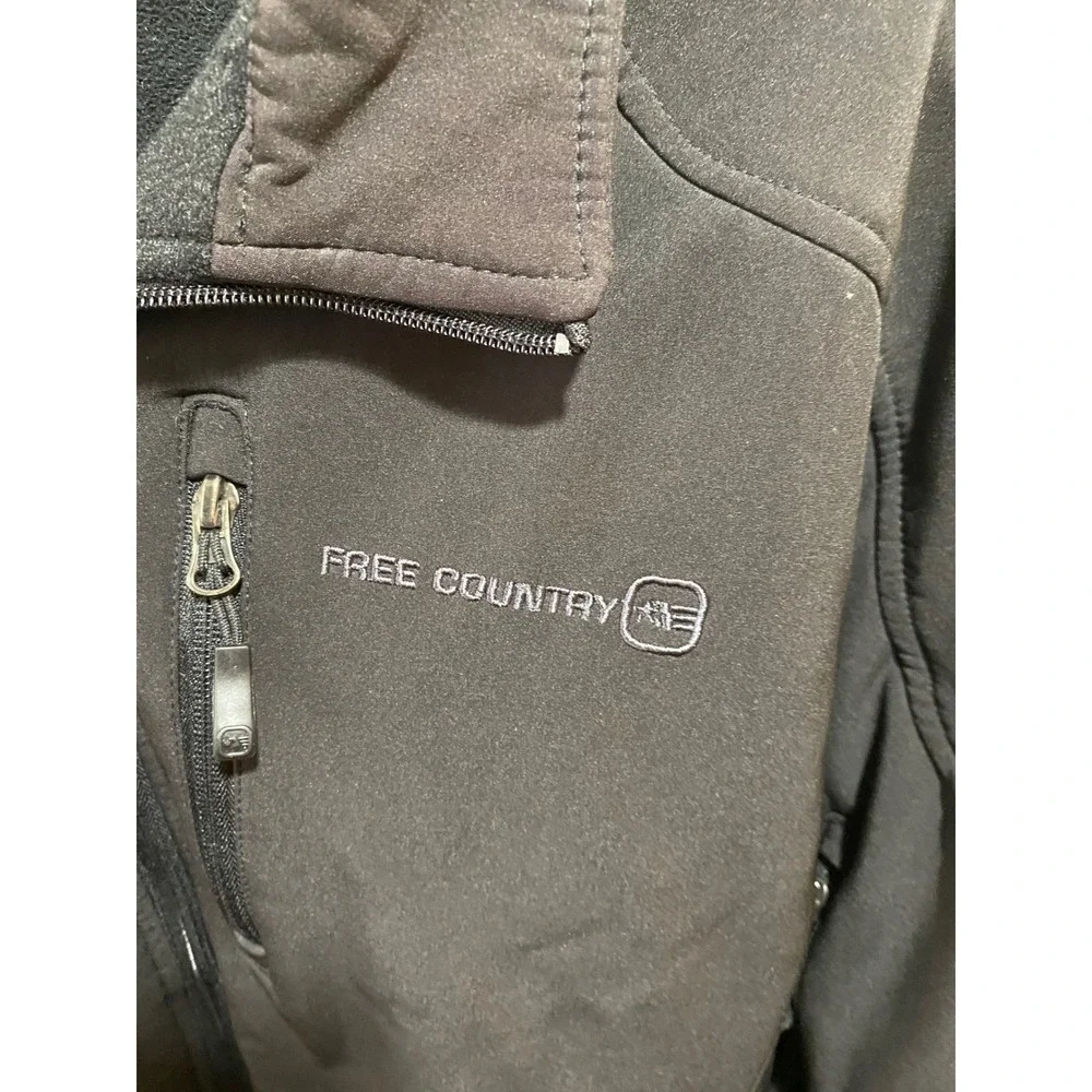 Free Country Mens Softshell Jacket Black Full‎ Zip Fleece Lined Large RN 82608